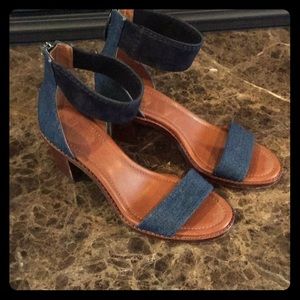 Back-zip denim sandal